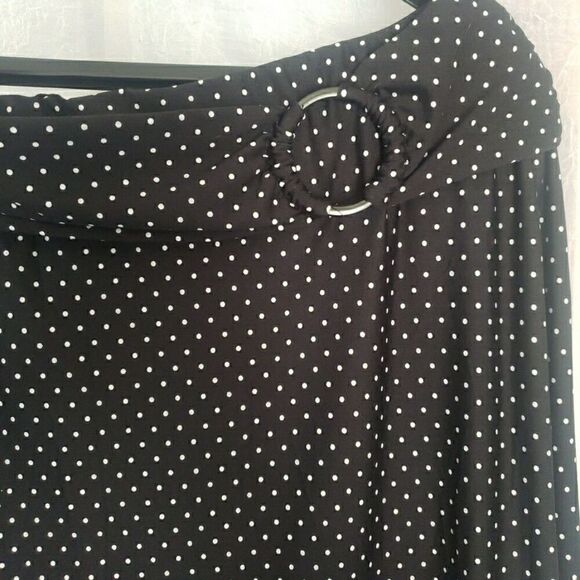 Women Size XL Strapless Dress Black White Polka Dot Midi Rockabilly Robert Lewis - Picture 2 of 7